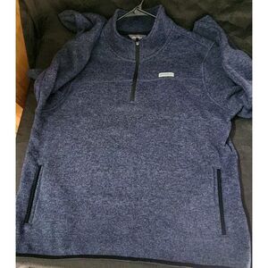 Eddie Bauer Mens‎ 1/4 Zip Pullover Long  Sweater Fleece Navy Blue Size XL EUC